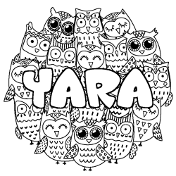 Coloring page first name YARA - Owls background