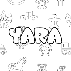 Coloring page first name YARA - Toys background