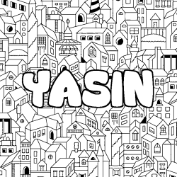 Coloring page first name YASIN - City background