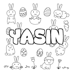 Coloring page first name YASIN - Easter background