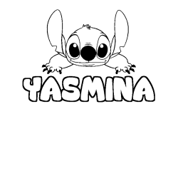 Coloring page first name YASMINA - Stitch background