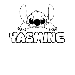 Coloring page first name YASMINE - Stitch background