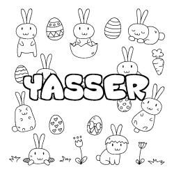 Coloring page first name YASSER - Easter background