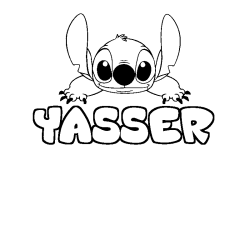 Coloring page first name YASSER - Stitch background