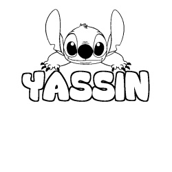 Coloring page first name YASSIN - Stitch background