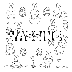 Coloring page first name YASSINE - Easter background