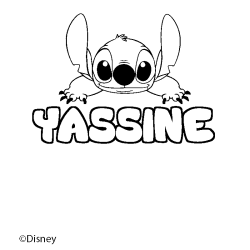 Coloring page first name YASSINE - Stitch background