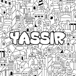 Coloring page first name YASSIR - City background