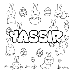 Coloring page first name YASSIR - Easter background