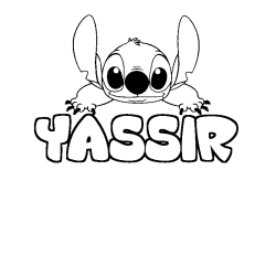 Coloring page first name YASSIR - Stitch background