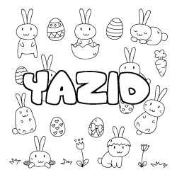 Coloring page first name YAZID - Easter background