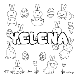 Coloring page first name YELENA - Easter background