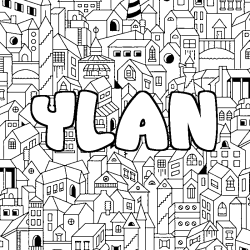 Coloring page first name YLAN - City background