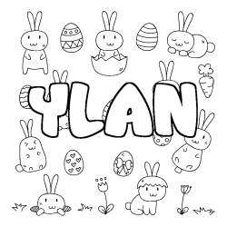 Coloring page first name YLAN - Easter background