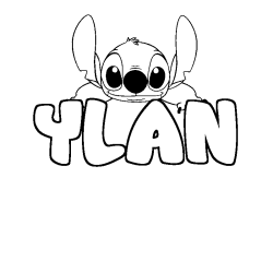 Coloring page first name YLAN - Stitch background