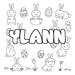 Coloring page first name YLANN - Easter background