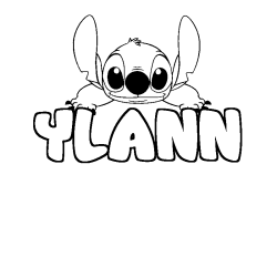 Coloring page first name YLANN - Stitch background