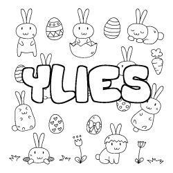 Coloring page first name YLIES - Easter background