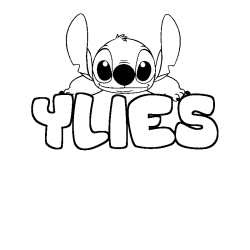 Coloring page first name YLIES - Stitch background