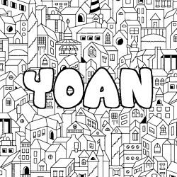 Coloring page first name YOAN - City background