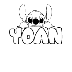 Coloring page first name YOAN - Stitch background