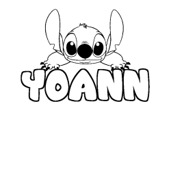 Coloring page first name YOANN - Stitch background