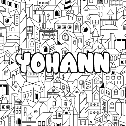 Coloring page first name YOHANN - City background
