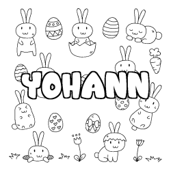 Coloring page first name YOHANN - Easter background