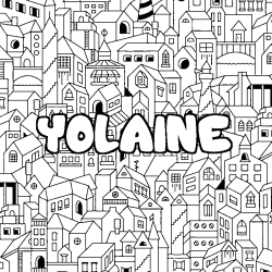 Coloring page first name YOLAINE - City background