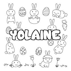 Coloring page first name YOLAINE - Easter background