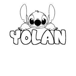 Coloring page first name YOLAN - Stitch background