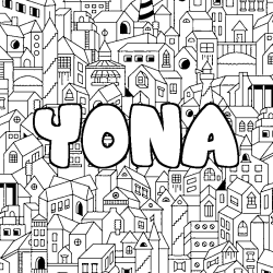 Coloring page first name YONA - City background