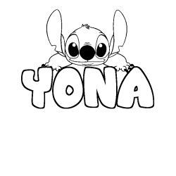 Coloring page first name YONA - Stitch background