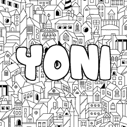 Coloring page first name YONI - City background