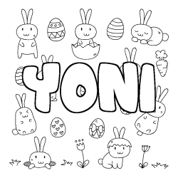 Coloring page first name YONI - Easter background
