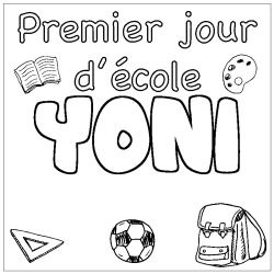 Coloring page first name YONI - School First day background