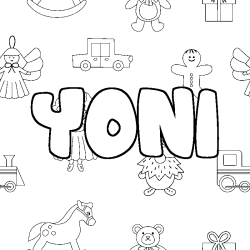 Coloring page first name YONI - Toys background