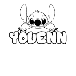 Coloring page first name YOUENN - Stitch background