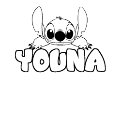 Coloring page first name YOUNA - Stitch background