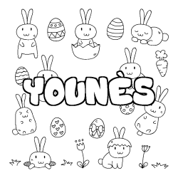 Coloring page first name YOUNÈS - Easter background