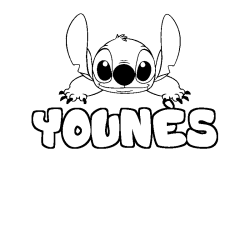 Coloring page first name YOUNÈS - Stitch background