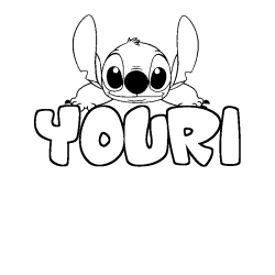 Coloring page first name YOURI - Stitch background