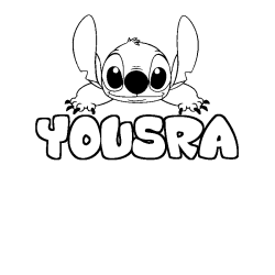 Coloring page first name YOUSRA - Stitch background
