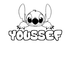 Coloring page first name YOUSSEF - Stitch background
