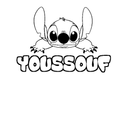 Coloring page first name YOUSSOUF - Stitch background