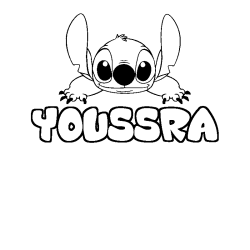 Coloring page first name YOUSSRA - Stitch background