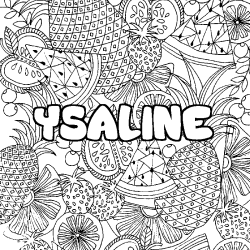 Coloring page first name YSALINE - Fruits mandala background