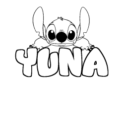 Coloring page first name YUNA - Stitch background