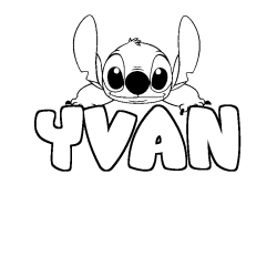 Coloring page first name YVAN - Stitch background