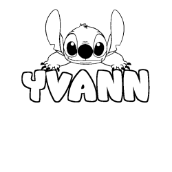 Coloring page first name YVANN - Stitch background